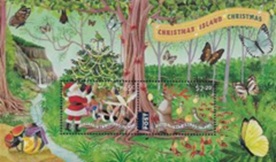 Islas Navidad #599a 2020 H.S. Nueva NH "Navidad - Santa dirigiendo banda musical de animales"