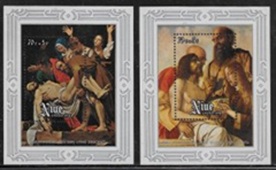 Niue #B1 - B2  1978 Serie completa H.S. Nueva NH "Descendimiento de la cruz de Caravaggio y Entierro de Cristo de Bellini"