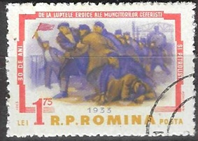 Rumania #1535 1963 "30 años de la Huelga de Grivita"