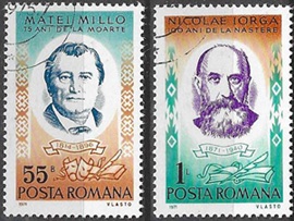 Rumania #2312 - 2313  1971 Serie completa "Escritores"