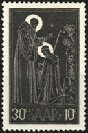Saar #B99 1953 Nuevo NH Scott $2.50  "Fresco de San Benito bendiciendo a San Mauro en la Abadía de Montecassino"