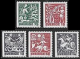 Suecia  #1346 - 1350  1981  Serie completa Nueva NH "Personajes de la mitología nórdica"