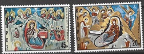 Chipre #335 - 336 1969 serie completa Nuevas NH "Navidad - Frescos del Siglo XXII y XIV""