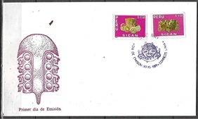 Peru #1060 - 1061  1993 Serie completa  F.D.C. Scott $14.75  Bust. $18.50 "Cultura Sicán"