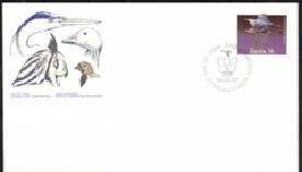 Canada #1095 1986 FDC Matasello de ave "Gran garza azul"