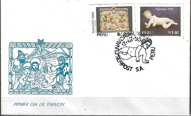 Peru #1086 - 1087  1995  Serie completa FDC  Scott $8.25  Bust. $6.75  "Navidad"