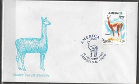 Peru #1115  1995 F.D.C.  Scott $4.00 "Guanaco - UPAEP"