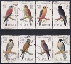 Polonia #2074 - 2081  1975  Serie completa  Scott $4,20 "Halcones"