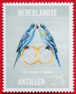 Antillas Holandesas #302 1966 Nueva NH "Pericos - Boda de Beatrix Claus von Amsber"