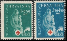 Croacia  #B42 y #B44 1943 Nuevas (Hinged) "Pro Cruz Roja  IIWW"