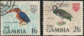 Gambia #223 - 224 1965 "Martín pescador pigmeo africano y Ganso de espuelas"