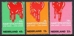 Holanda #B462 - B464 1970 Serie completa Nueva NH "Fundación del corazon"