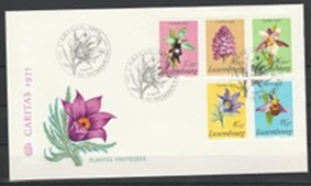 Luxemburgo #B303-B307 1975 Serie completa en F.D.C. "Flores"