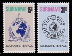 SURINAM #406 - 407 1973 SERIE COMPLETA Nueva NH "50 años de Interpol"