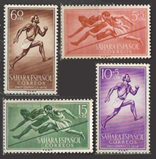 Sahara Español #72 - 73 y #B29 - B30 1954 Serie completa Nuevas SG "Atletismo de pista"