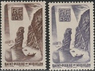San Pedro y Miquelón #324 - 325 1947 Nuevas NH "Pesca cerca de la costa"