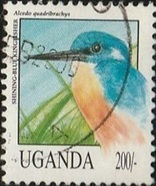 Uganda #1069  1992 "Martín pescador azul brillante"