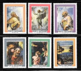 Vaticano #595 - 600 1976 Serie completa Nueva NH "La Transfiguración, Rafael"