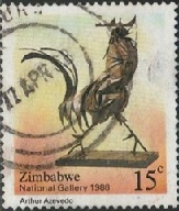 Zimbabue #560  1988 "Gallo, escultura de Arthur Azevedo