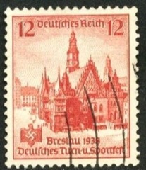 Alemania, III Reich #488 1938 "Ayuntamiento de Breslau - Festival deportivo de Breslau - Esvástica"