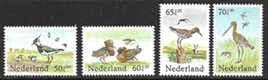 Holanda #B600 - B603  1984  Serie completa Nueva NH "Avefría común, combatiente, archibebe común y aguja colinegra"