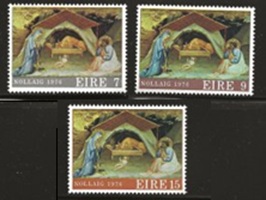 Irlanda #408 - 410 1976 Serie completa Nueva NH  "Natividad, de Lorenzo Monaco"