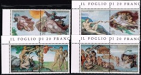 Vaticano #945a; #947a, #949a y #951a 1944 Serie completa Nueva NH "Restauración de la Capilla Sixtina"