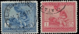 Congo Belga #105 - 106  1925  "Mujer alfarera"