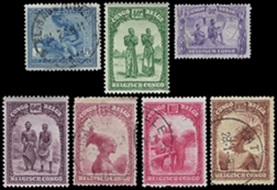Congo Belga #142 - 148 1932 "Escenas de las villas y aldeanos nativos"