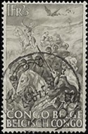 Congo Belga #228  1947  "Esclavos y guardias arabes - 50 años de la abolición de la esclavitud"