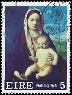 Irlanda #365 1974 "Virgen con el Niño. de Bellini"