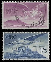 Irlanda #C3 y #7 1948 "Ángel sobre la Roca de Cashel"