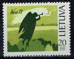 Lituania #389 1991 Nueva NH "Angel - 1er Aniversario de la Declaración de Independencia de la URSS