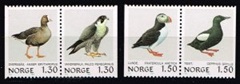 Noruega #775 y 778 1981 Serie completa Nuevas NH "Ánsar careto chico, halcón peregrino, frailecillo atlántico y arao negro"