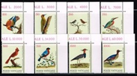 Vaticano #830- 837 1989  Serie completa Nueva NH "Aves, dibujos de Eleazar Albin"