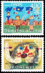 Yugoslavia #1504 - 1505 1980 Serie completa Nueva NH " Europa - Arte infantil