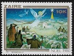 Zaire #1000 1980 Nueva NH "Navidad - Pastores y ángeles"