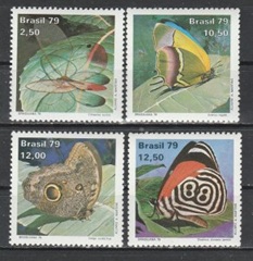 Brasil #1620 - 1623 1979  Serie completa Nuevas (Hinged) "Mariposas"