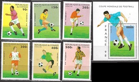 Congo #1088A - 1088g 1996  Serie completa con H.S.Nueva NH "Copa mundial de fubol Francia 98"