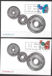 España #1465 - 1466  1967 Serie completa en Maxicard "Europa"