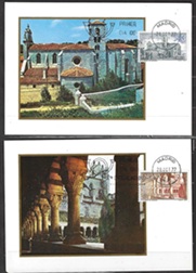 España #2070 - 2071 1977 Maxicard "Monasterio de San Pedro en Cardeña y su claustro"