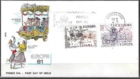 España #2236 - 2237  1981 F.D.C. "Europa - La Jota baile popular y Romeria de la Virgen del Rocio"