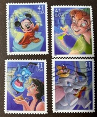 Estados Unidos #4192 - 4195  2007 Serie completa "Dumbo, aladino. Mickey y Peter Pan"