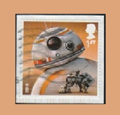 Gran Bretaña #3664a 2017 Autoadhesiva en papel "Personajes de Star Wars BB-8"