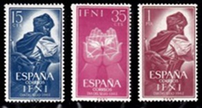 Ifni #106 - 108 1962 Serie completa Nuevas NH "Cartero - Manos sosteniendo paloma y carta"