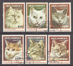 Mozambique #618 - 623  1979 Serie completa "Razas de gatos"