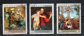 Panamá #496C - 496E  1969 CTO "Obras de escuela portuguesa del S. XVII, Van Dyck y Francesco Albani"