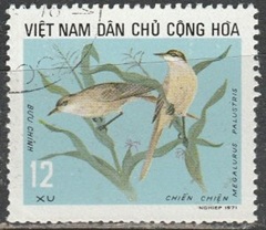 Vietnam #703 1973 "Pájaro herbáceo estriado"