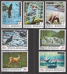 Rumania #4836 - 4842  1992  Serie completa "Fauna silvestre"