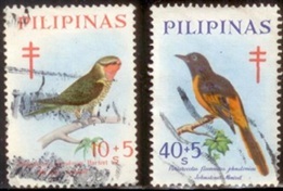 Filipinas #B34 y #B39 1967 "Lorito de Mindanao y Minivet de Johnstone"